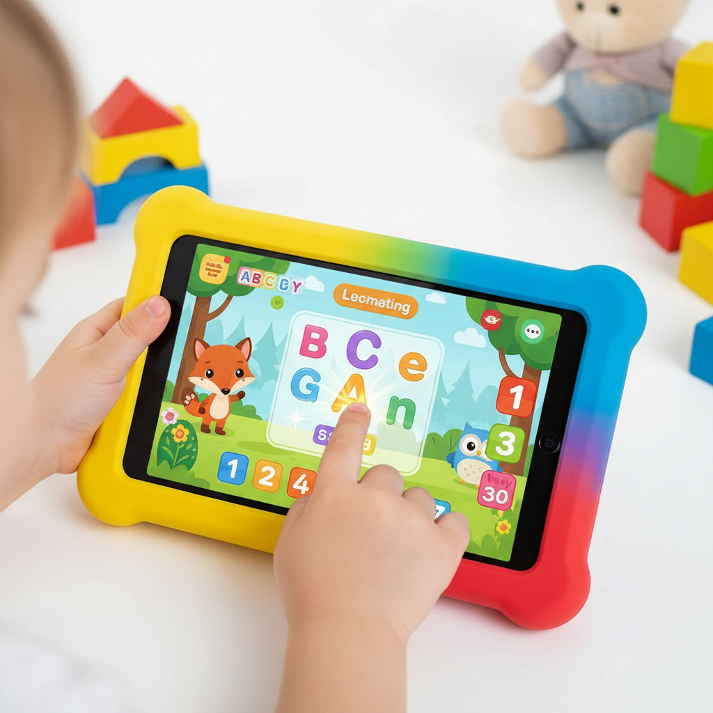 Child using learning tablet