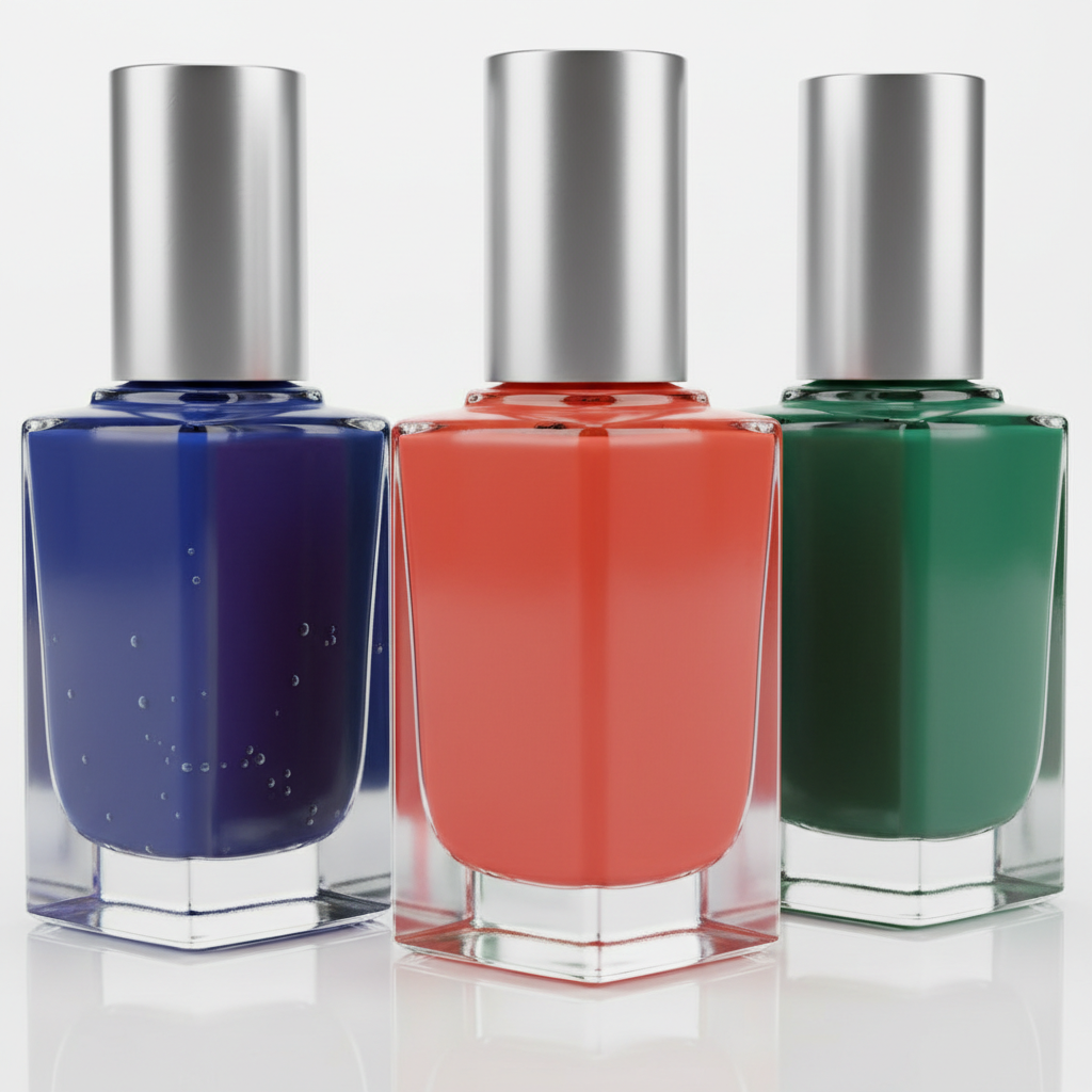 Close-up of nail polish bottles