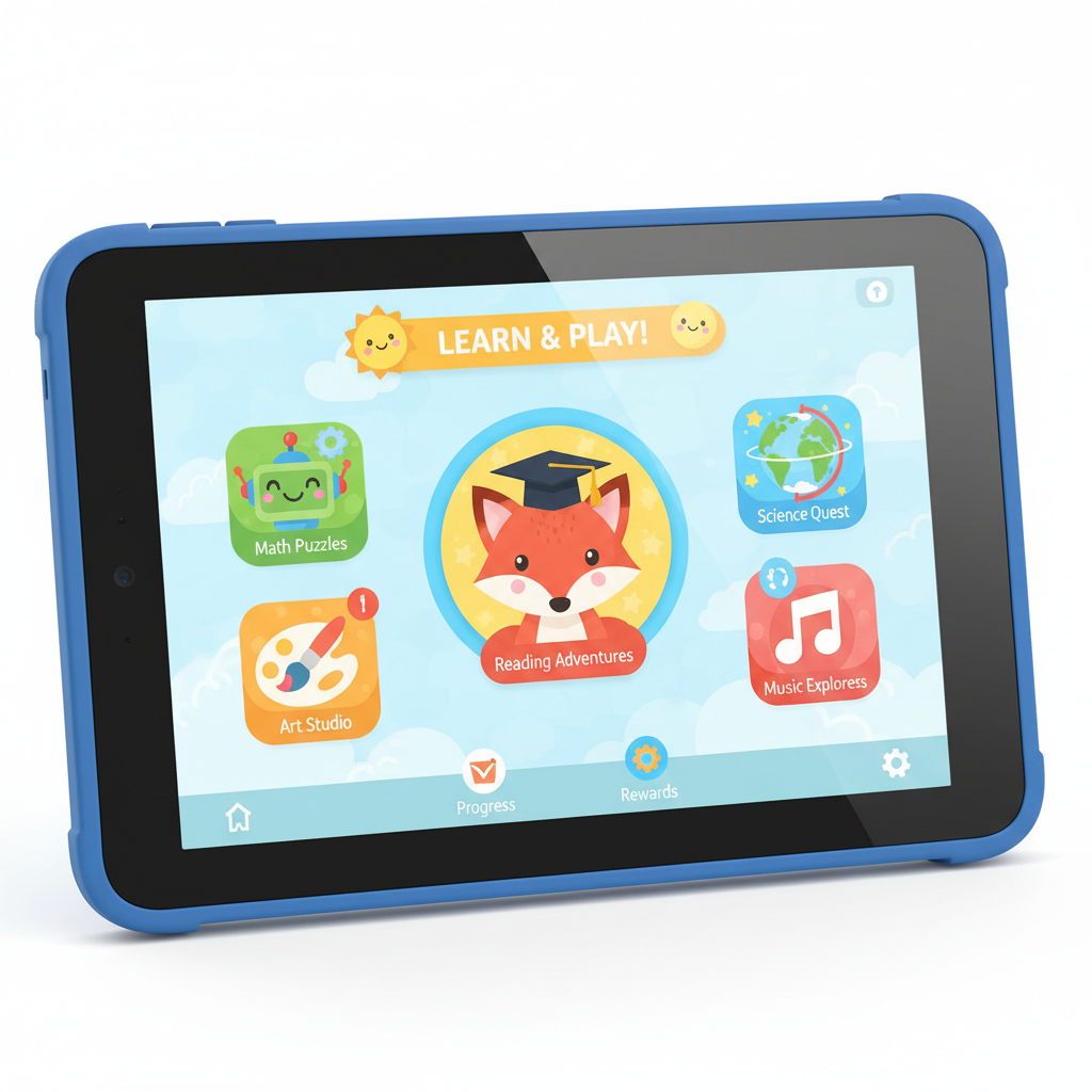 Tablet screen with educational apps