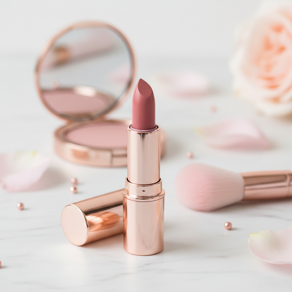Lipstick with beauty accessories